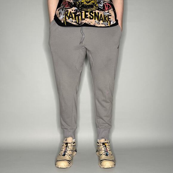 Adidas Sweatpants Grey Cotton Joggers Black Logo - Picture 2 of 4